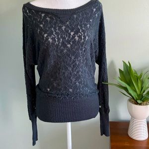 DEPT Velvety Lace Long Sleeved Sweater EUC Gray Size Small